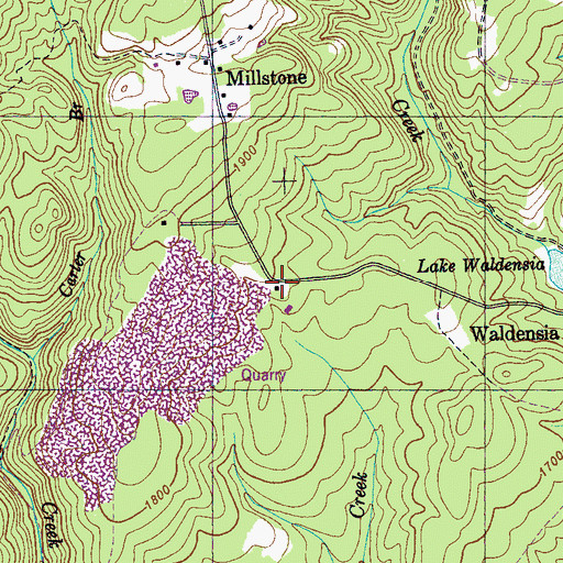 Topographic Map of Waldensia, TN