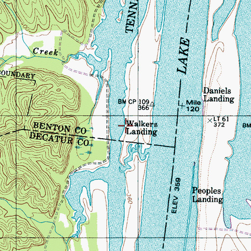 Topographic Map of Walkers Landing, TN