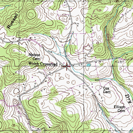 Topographic Map of Welch Crossroad, TN