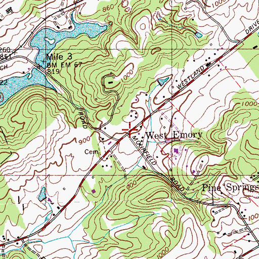 Topographic Map of West Emory, TN