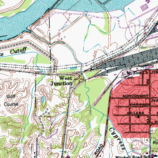 Topographic Map of West Junction, TN