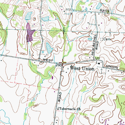 Topographic Map of West Union, TN