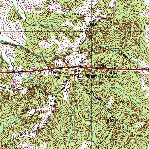 Topographic Map of West Union, TN