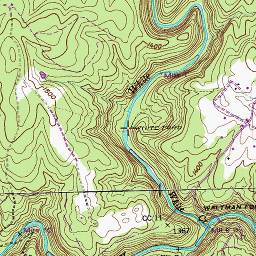 Topographic Map of White Ford, TN
