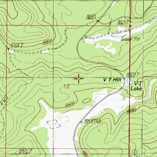 Topographic Map of V T Hill, AZ