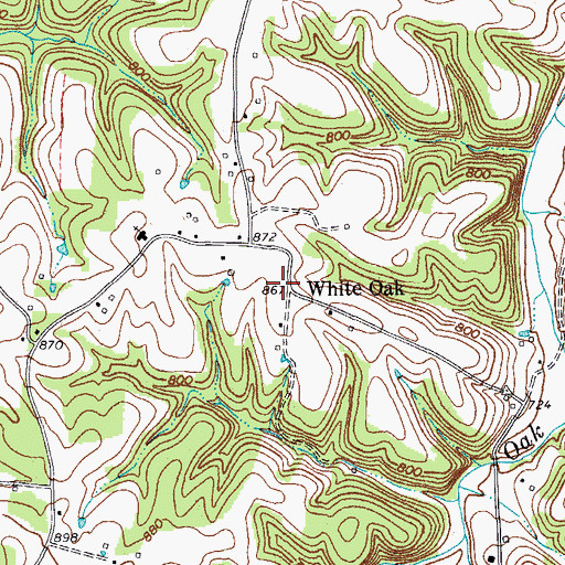 Topographic Map of White Oak, TN