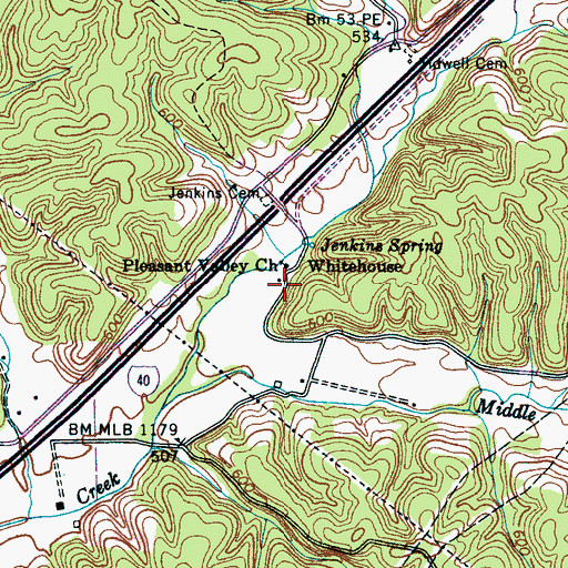Topographic Map of Whitehouse, TN