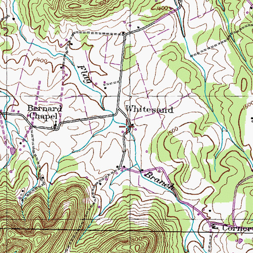Topographic Map of Whitesand, TN