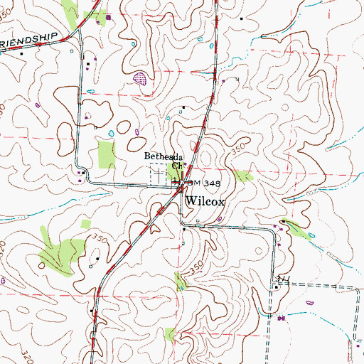 Topographic Map of Wilcox, TN