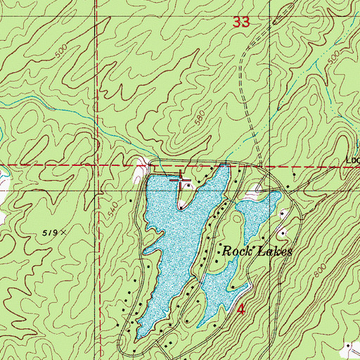 Topographic Map of Blue Creek Lake Dam, AL