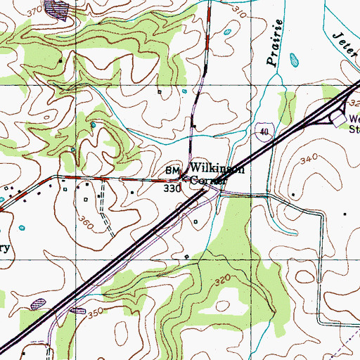 Topographic Map of Wilkinson Corner, TN