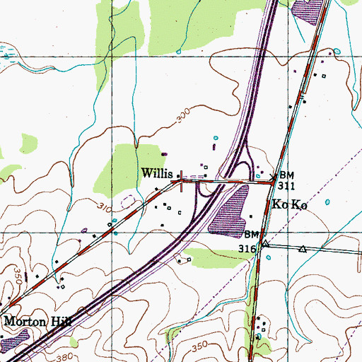 Topographic Map of Willis, TN