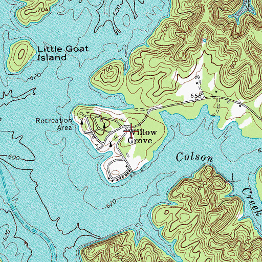 Topographic Map of Willow Grove, TN