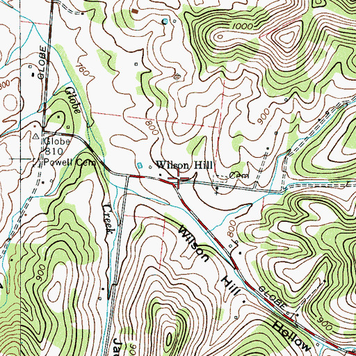 Topographic Map of Wilson Hill, TN