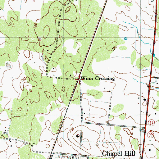 Topographic Map of Winn Crossing, TN