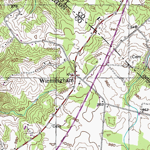 Topographic Map of Wirmingham, TN