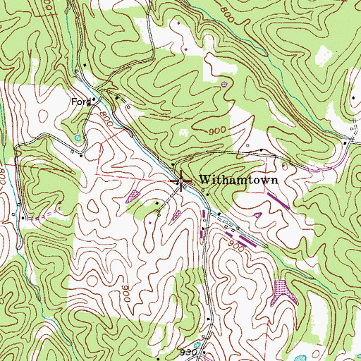 Topographic Map of Withamtown, TN