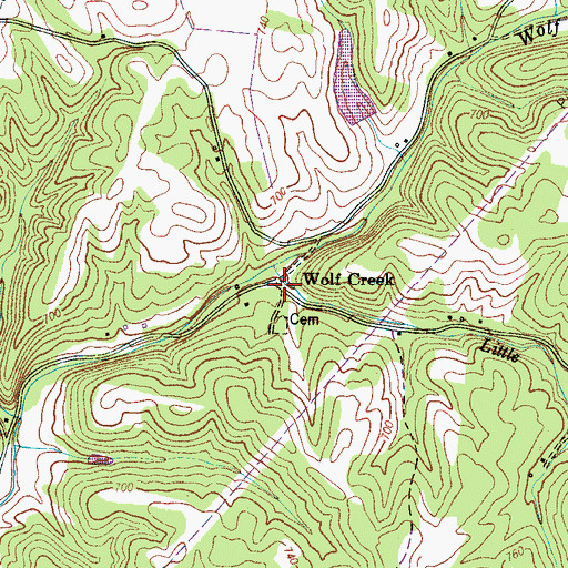 Topographic Map of Wolf Creek, TN