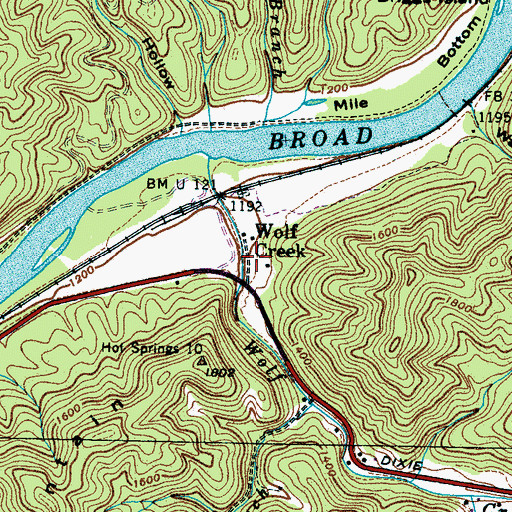 Topographic Map of Wolf Creek, TN