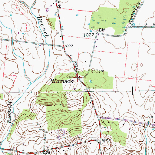 Topographic Map of Womack, TN