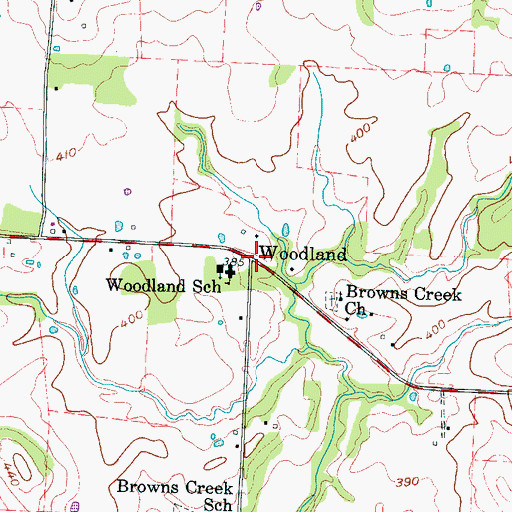 Topographic Map of Woodland, TN