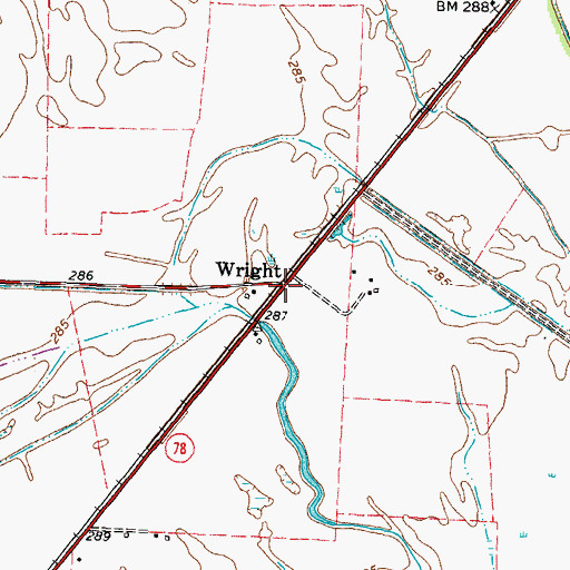 Topographic Map of Wright, TN