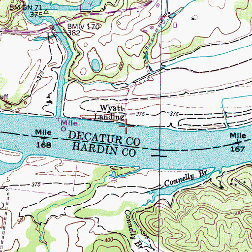 Topographic Map of Wyatt Landing, TN