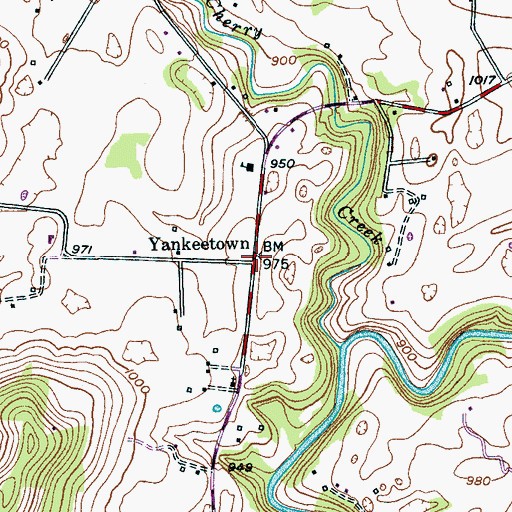 Topographic Map of Yankeetown, TN