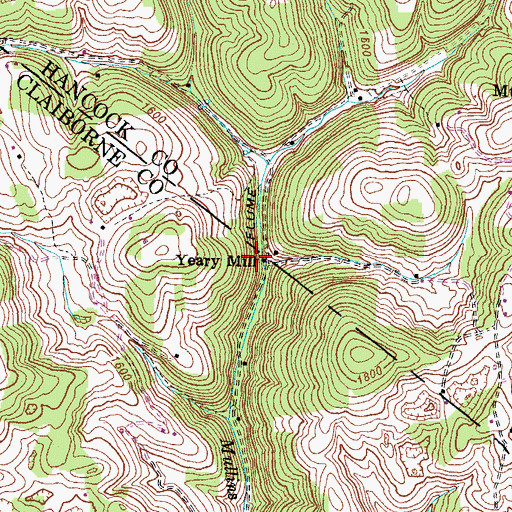 Topographic Map of Yeary Mill, TN