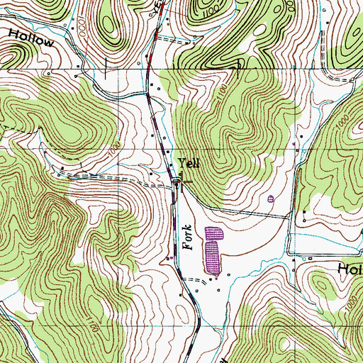Topographic Map of Yell, TN