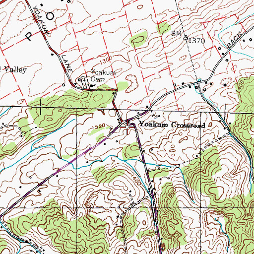 Topographic Map of Yoakum Crossroad, TN