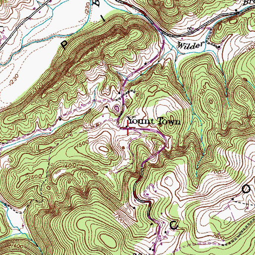 Topographic Map of Yount Town, TN