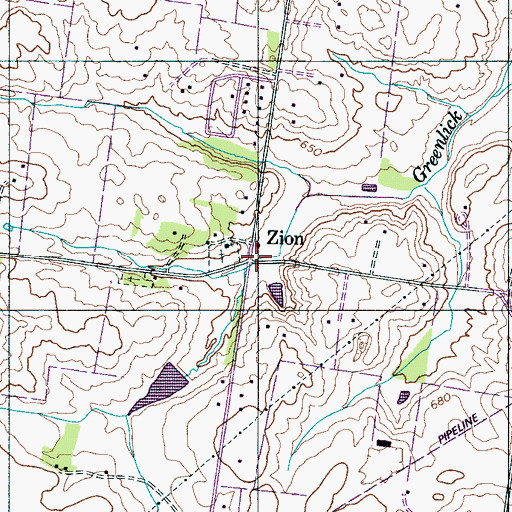 Topographic Map of Zion, TN
