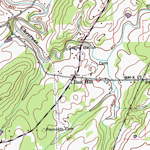 Topographic Map of Zion Hill, TN