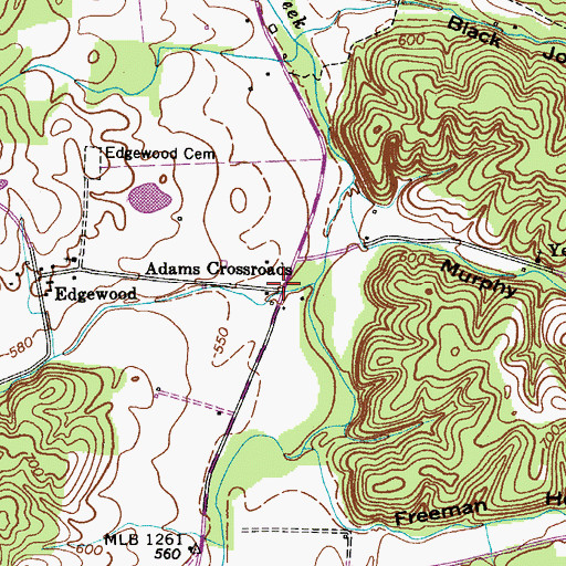 Topographic Map of Adams Crossroads, TN
