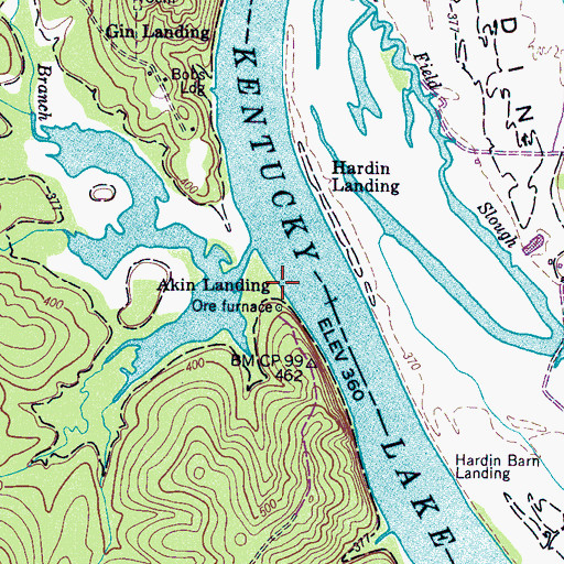 Topographic Map of Akin Landing, TN