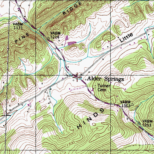 Topographic Map of Alder Springs, TN
