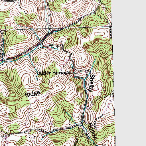 Topographic Map of Alder Springs, TN