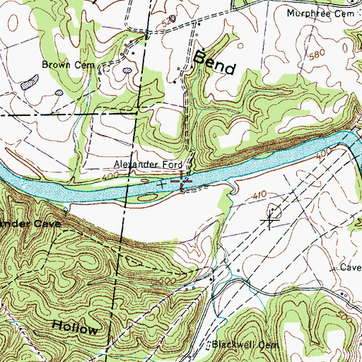 Topographic Map of Alexander Ford, TN