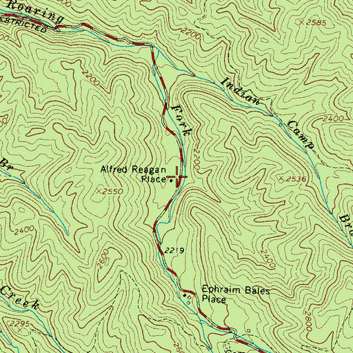 Topographic Map of Alfred Reagan Place, TN