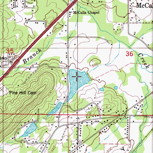 Topographic Map of McCalla Lake Dam, AL