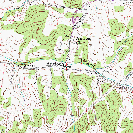 Topographic Map of Antioch, TN