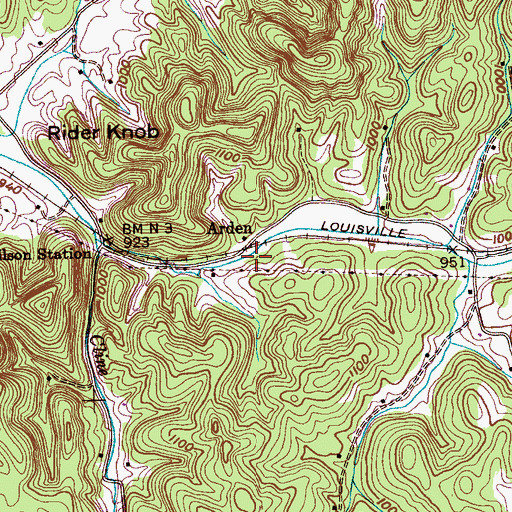 Topographic Map of Arden, TN