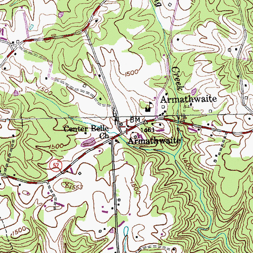 Topographic Map of Armathwaite, TN