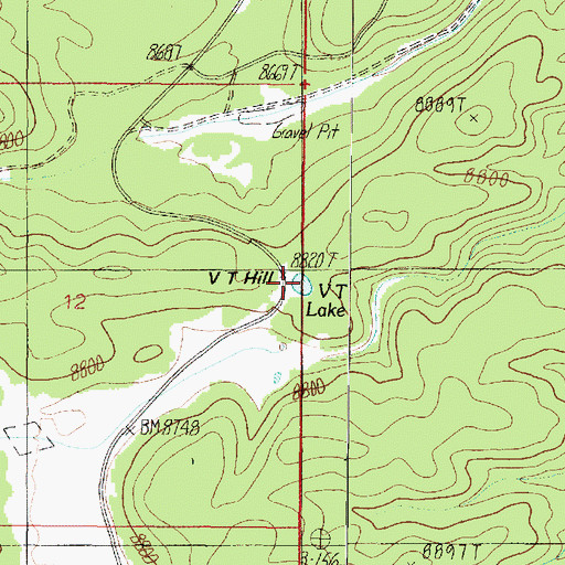 Topographic Map of V T Lake, AZ