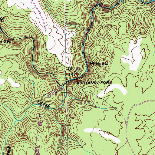 Topographic Map of Ashburn Ford, TN