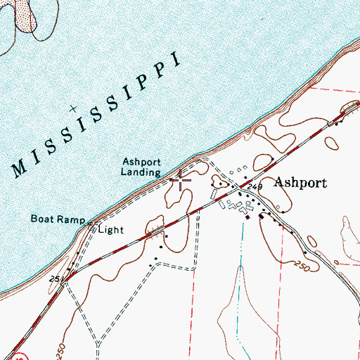 Topographic Map of Ashport Landing, TN