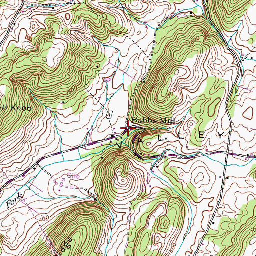 Topographic Map of Babbs Mill, TN