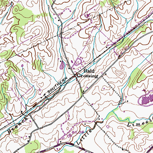 Topographic Map of Bald Crossing, TN