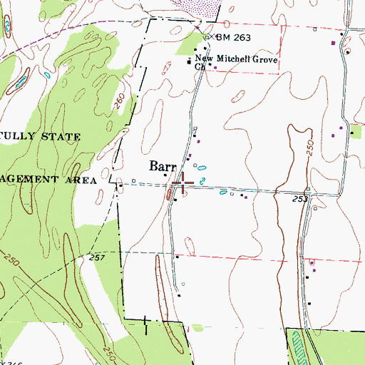 Topographic Map of Barr, TN